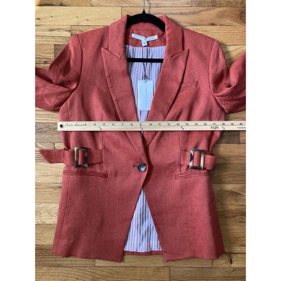 VERONICA BEARD Baltazar Dickey Jacket Womens Blazer Clay Linen Career Size 6 - Picture 13 of 14
